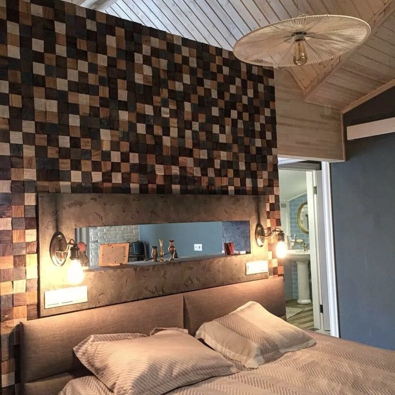 Wooden mosaic for walls in the interior