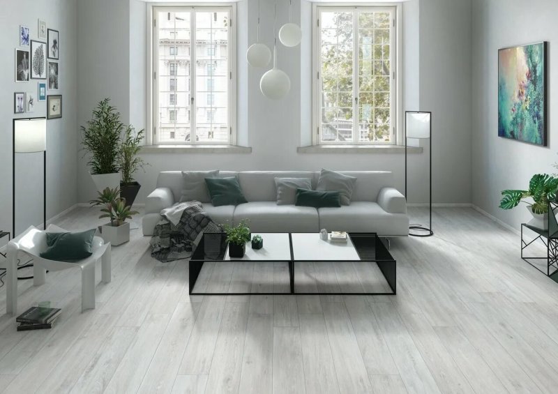 Gray floors in the interior