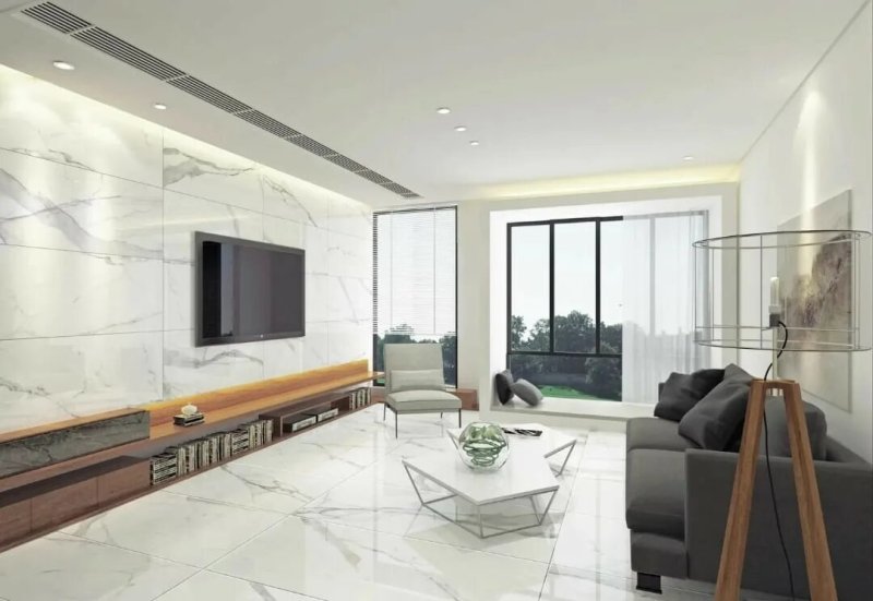 Living room with marble floor