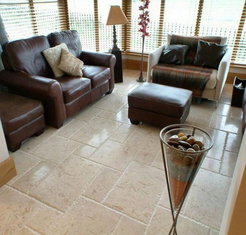 Living room tile on the floor