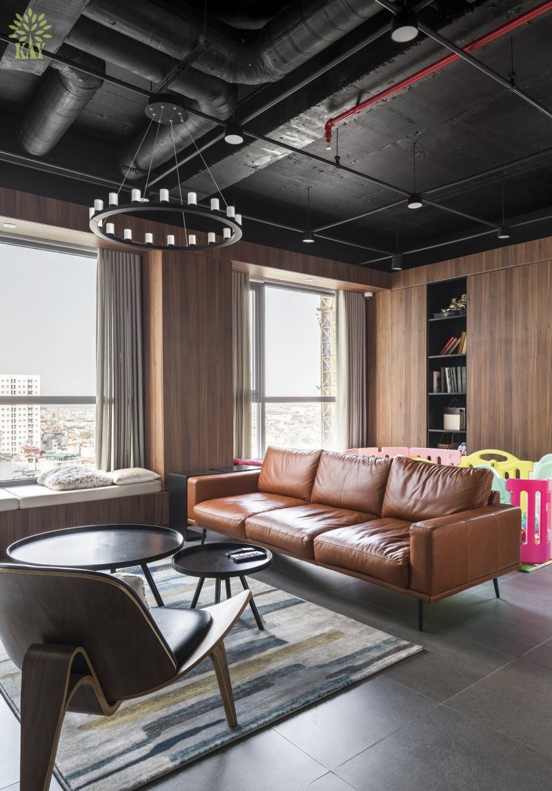 Black ceiling in loft style