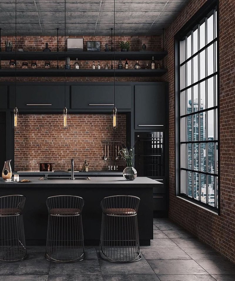 Loft and industrial style in the interior kitchen