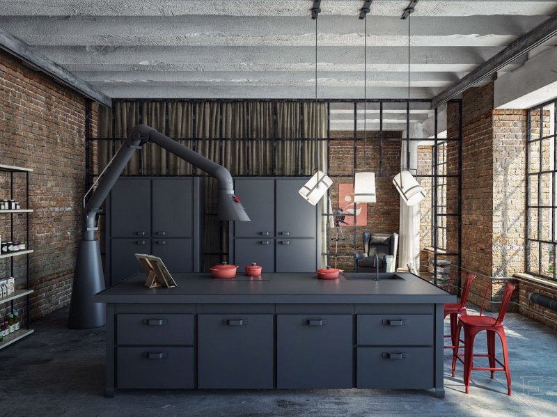 Kitchen in the style of industrial loft