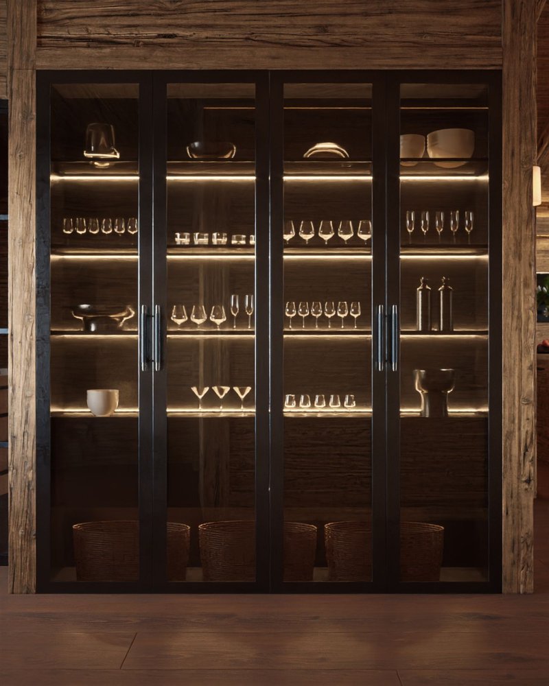 Wine cabinet in the interior