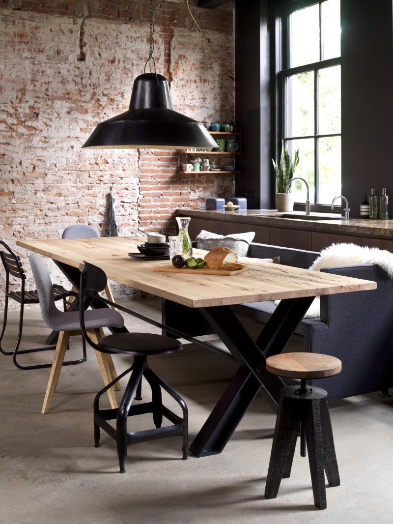 Dining loft and industrial table