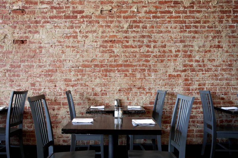 Brick wall in a cafe