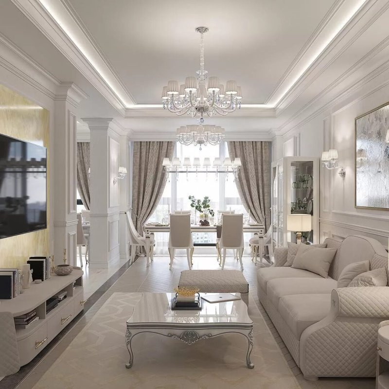 The living room neoclassic 35m2