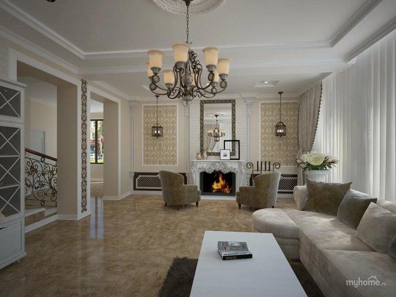 Two -light living room in the neoclassic style