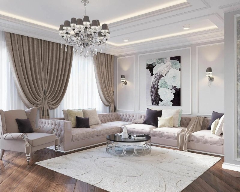 The living room in the classic style is modern