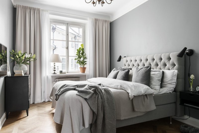 Gray white bedroom