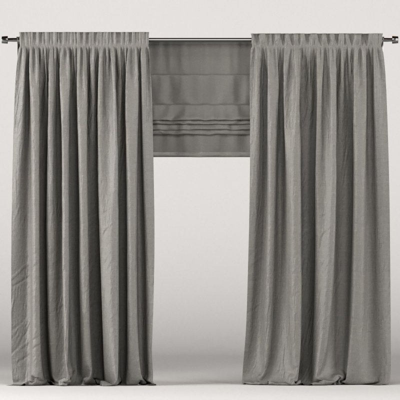 Gray curtains 3d