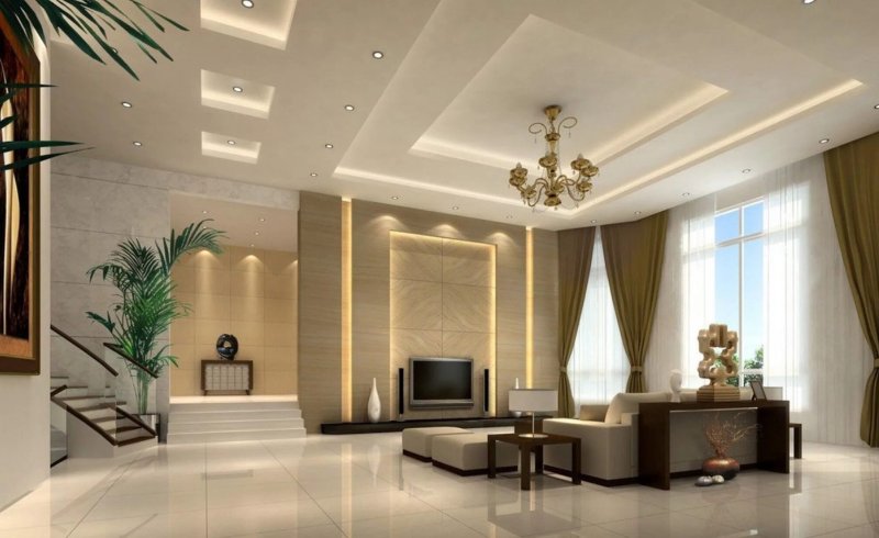 The design of ceilings for the living room in a modern style