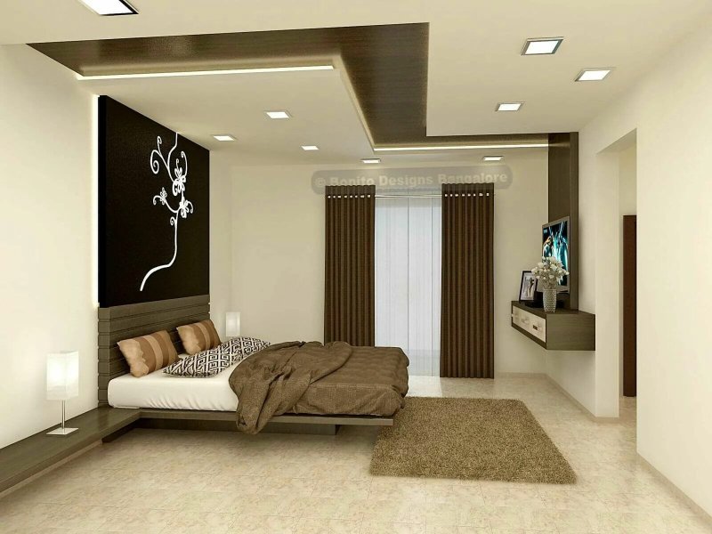 Ceils in the bedroom in a modern style