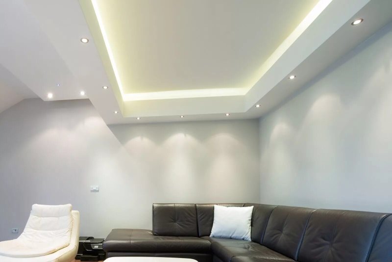 Hypsum cardboard ceilings with backlighting