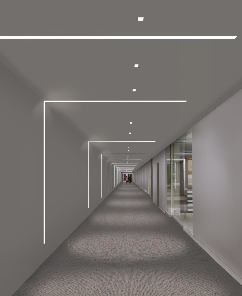 Linear lamps in the corridor