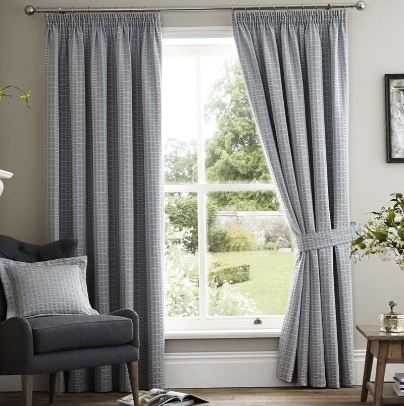 Gray curtains in the interior