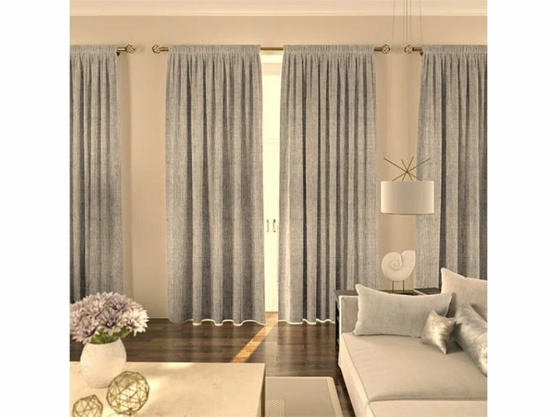 Linen curtains in the living room in a modern style