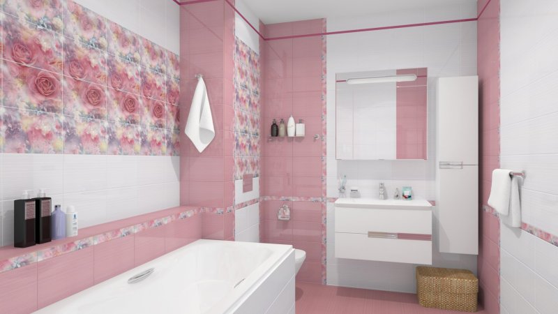 Pink tile for bathroom