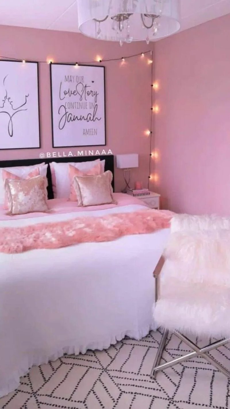 Pink interior of the room