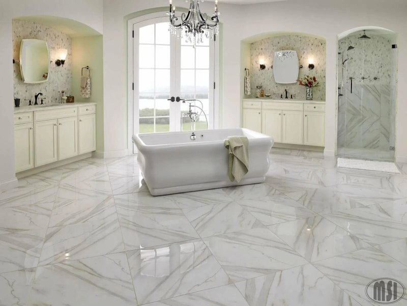 Marble porcelain border in the interior