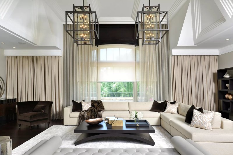 Living room curtains in a modern style