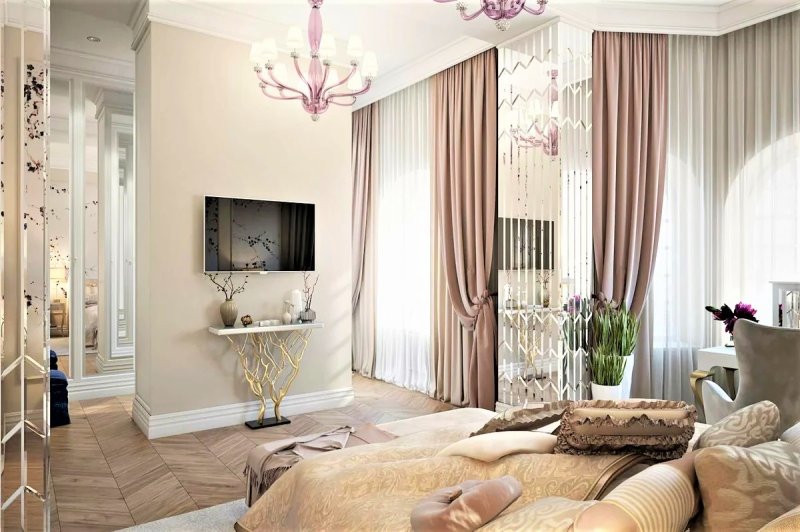 Curtains for a room in beige colors