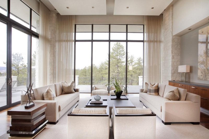 Living room with large windows