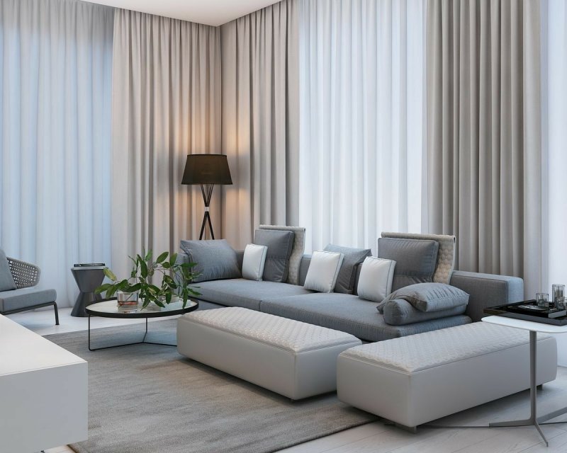 Gray living room in a modern style