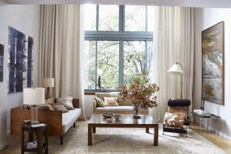 Living room curtains in a modern style