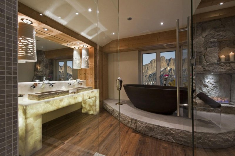 Alpine chalet interior bath