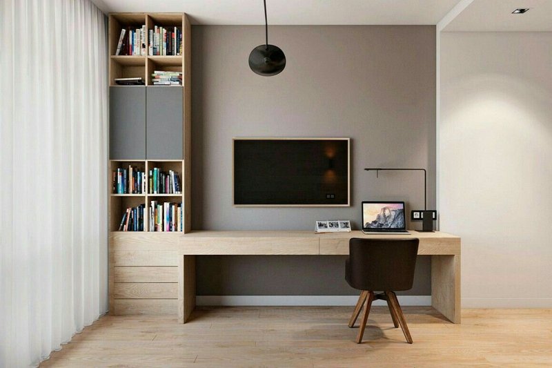 Living room with a desk