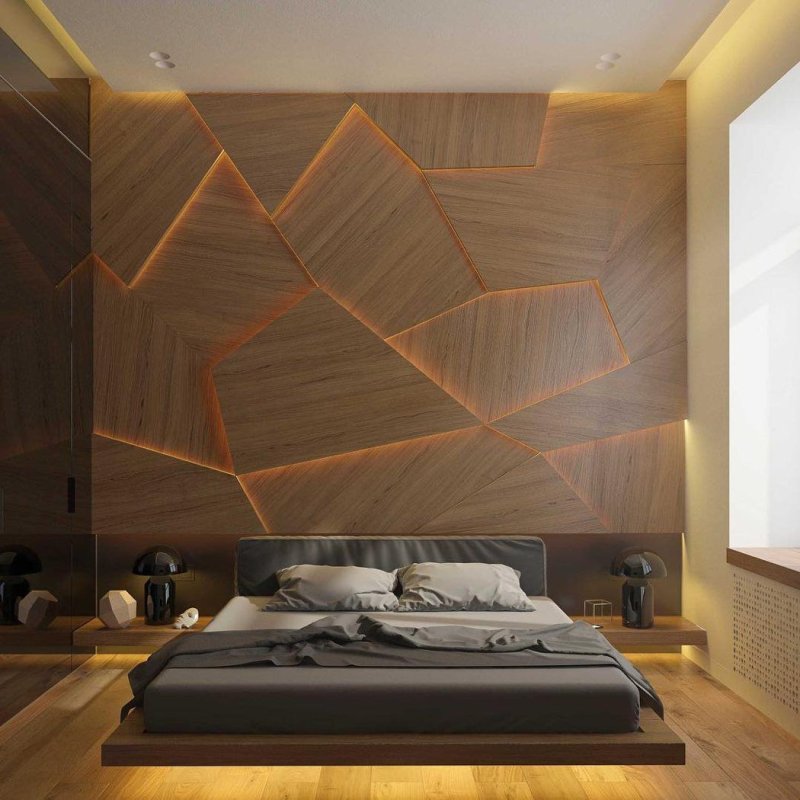 Wooden panels in the bedroom