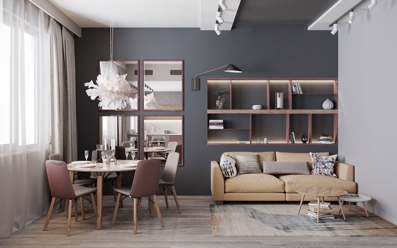 Design of a three -room apartment 64 square meters. m in modern style