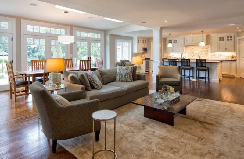 Living room with a kitchen in a private house