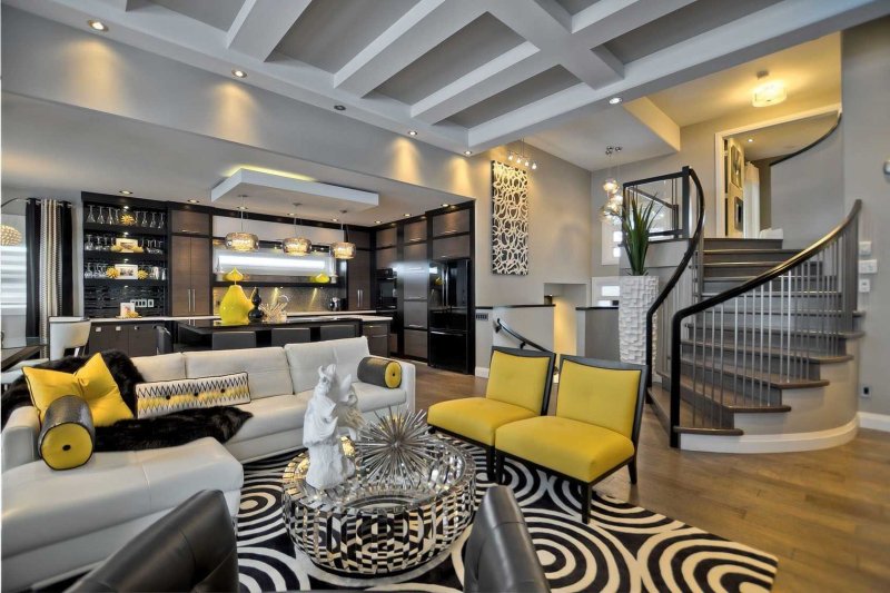 Black yellow interior