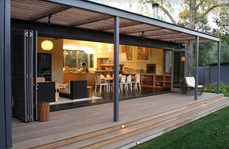 Terrace to the house in a modern style