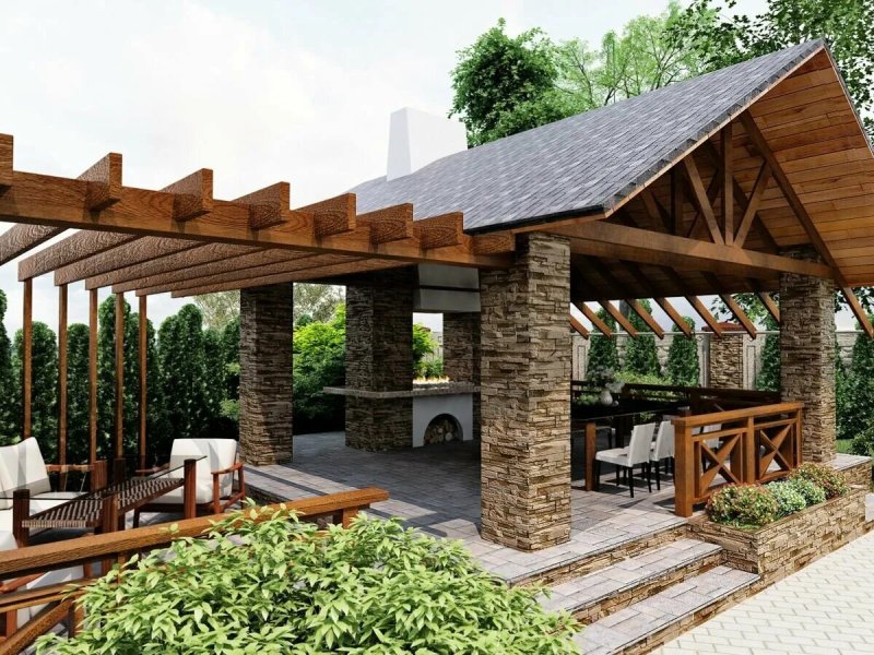 Pergola Patio with barbecue