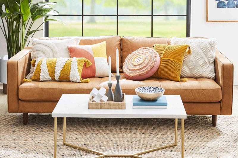 Scandil Living room with a yellow sofa