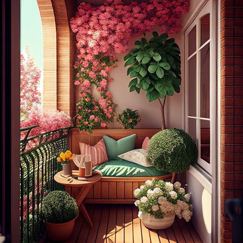 The balcony is cozy