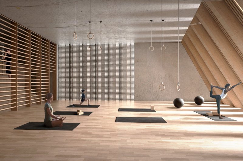 The interior of the yoga studio