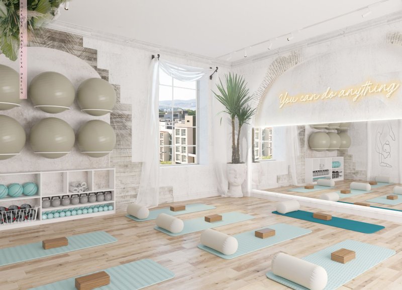 The interior of the yoga studio