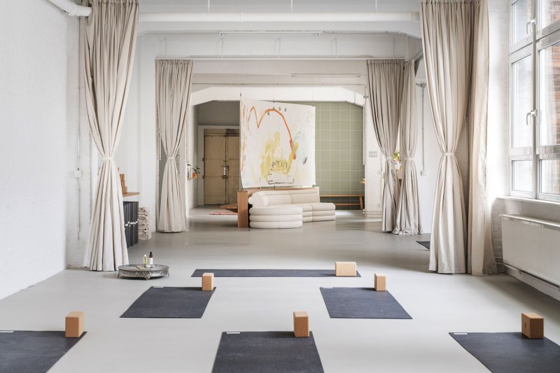 The interior of the yoga studio