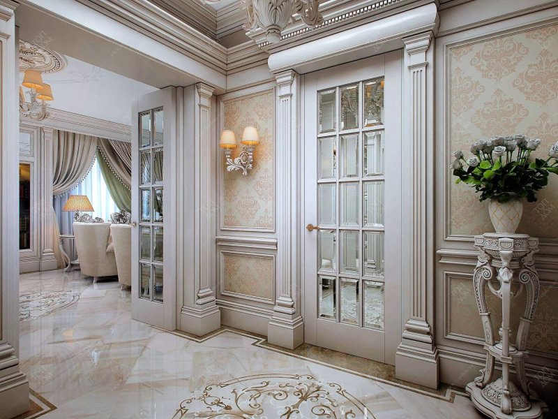 Stucco molding in a modern interior