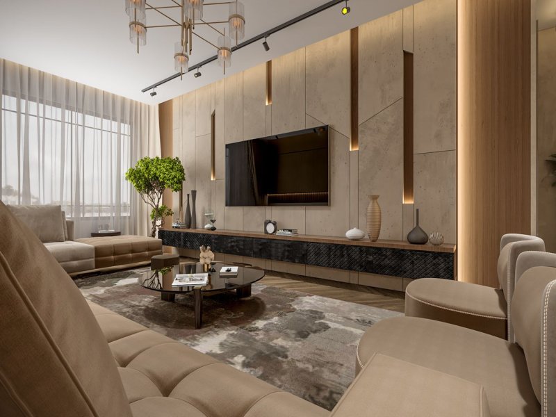 The living room is modern design