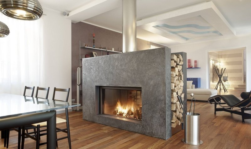 Fireplace in a modern interior