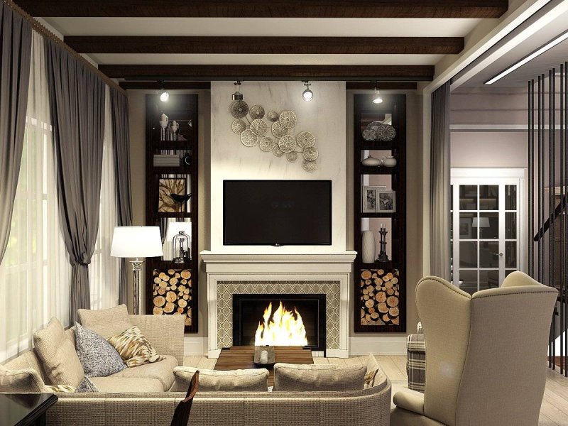 Cozy living room with fireplace