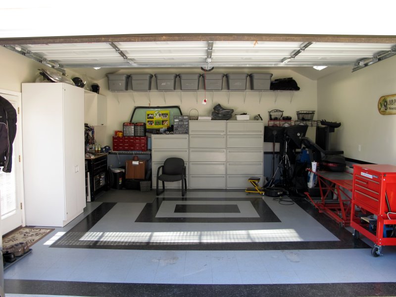 The interior of the garage