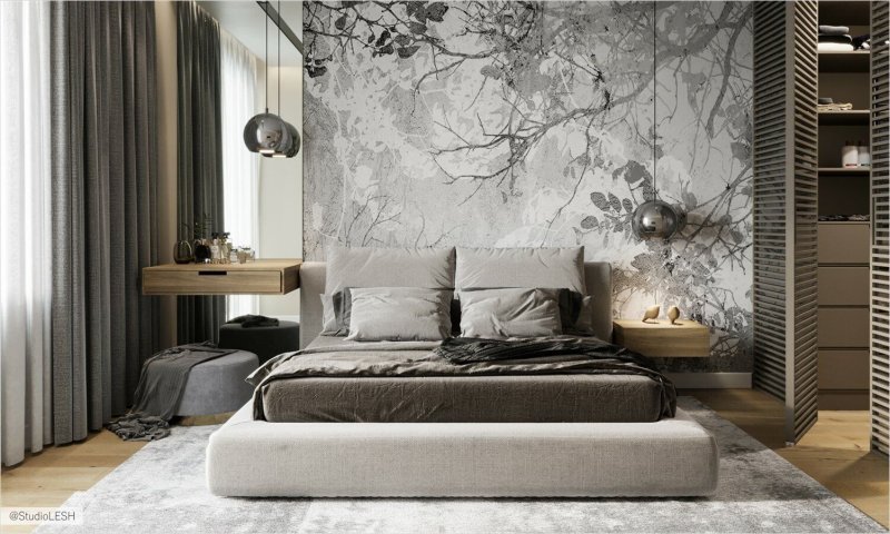 Fresco in the bedroom in a modern style