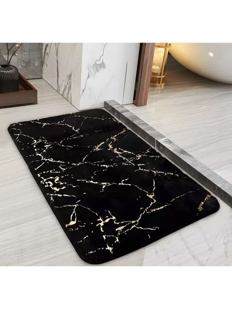 Bathroom mat black marble