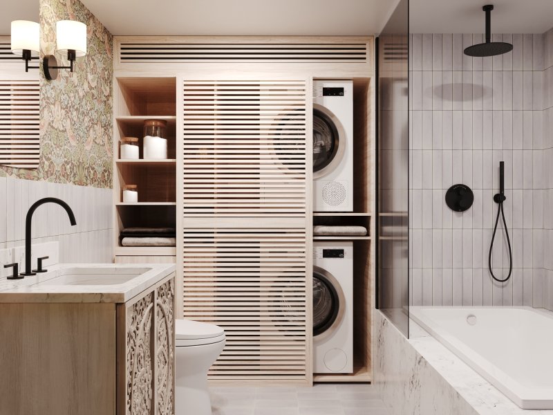 Bathroom design with washing machine